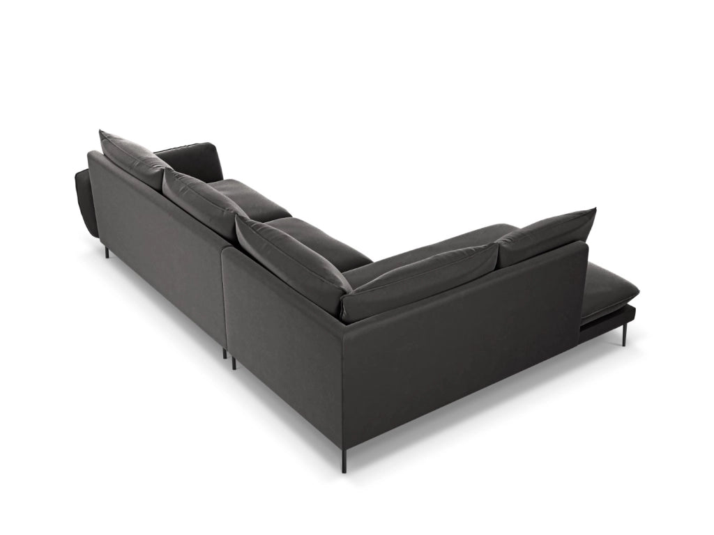 Cosmopolitan Design - Divano angolare sinistro "Vienna" 6 posti in velluto grigio scuro 