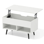 Tavolino da caffè sollevabile 80 x 40 x 58 cm con vano portaoggetti nascosto in legno di pino bianco design moderno 20_0013798