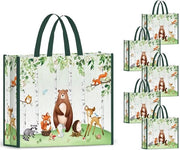 Set di 5 Borse da Shopping per Bambini - Opaca - con Disegno di Animali - 177x15x5 Pollici - Borse da Spesa Lavabili - Borse per Dolci e Regali