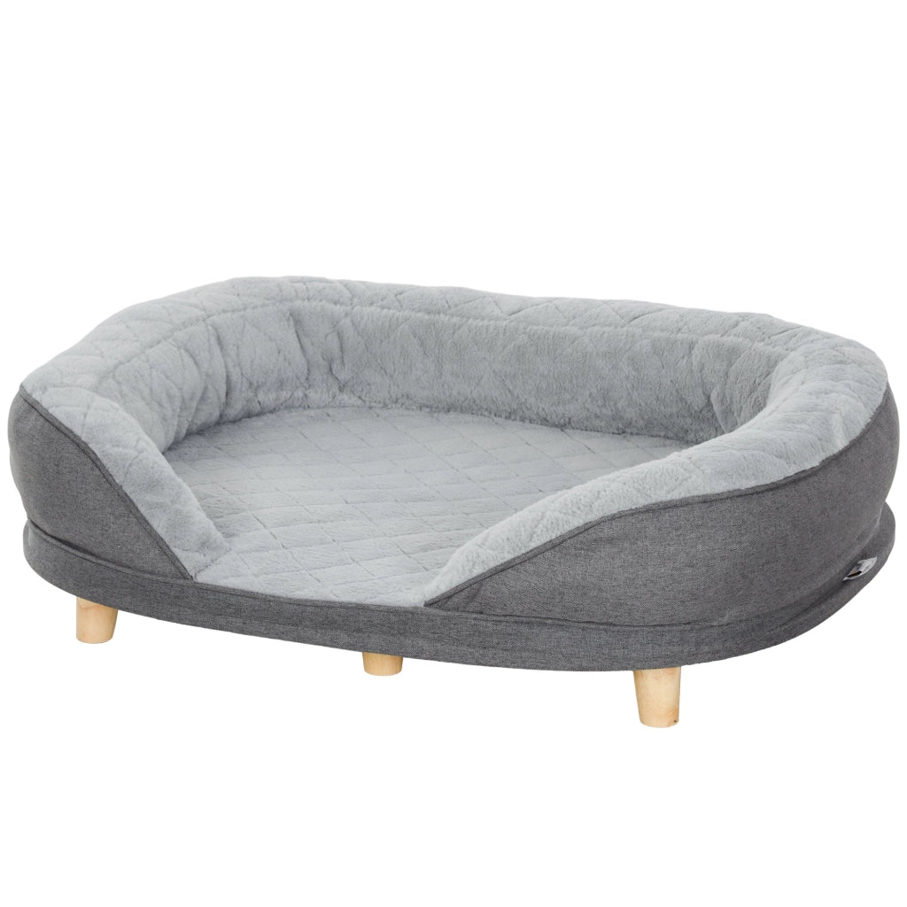 Cuccia Divano per Cani Taglia Media Grande fino 25kg 90x78x25cm Sfoderabile Grigio