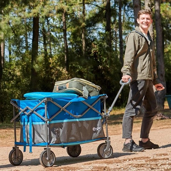 Carrello di attrezzi con freno di ruota anteriore, capacità di carico fino a 150 kg, carrello Bolder con capacità aumentata, robusta carriola da spiaggia su grandi pneumatici per terreni accidentati 100 kg