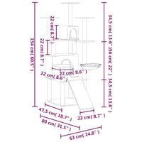 Albero per Gatti con Tiragraffi in Sisal Grigio Chiaro 154 cm cod mxl 24178