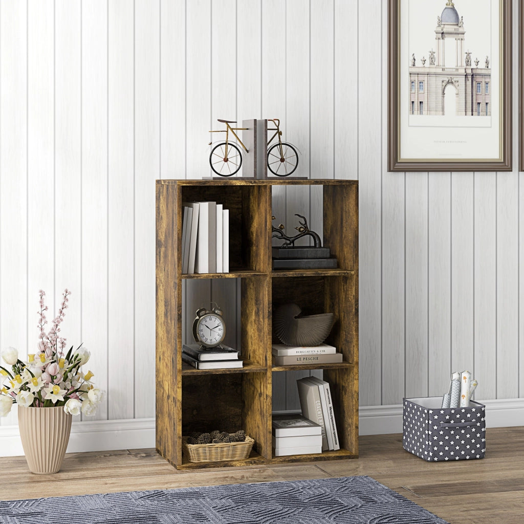 Libreria a Cubi Design Rustico 61,5x29,5x91,5 cm Rivestimento in Melamina Marrone Rustico
