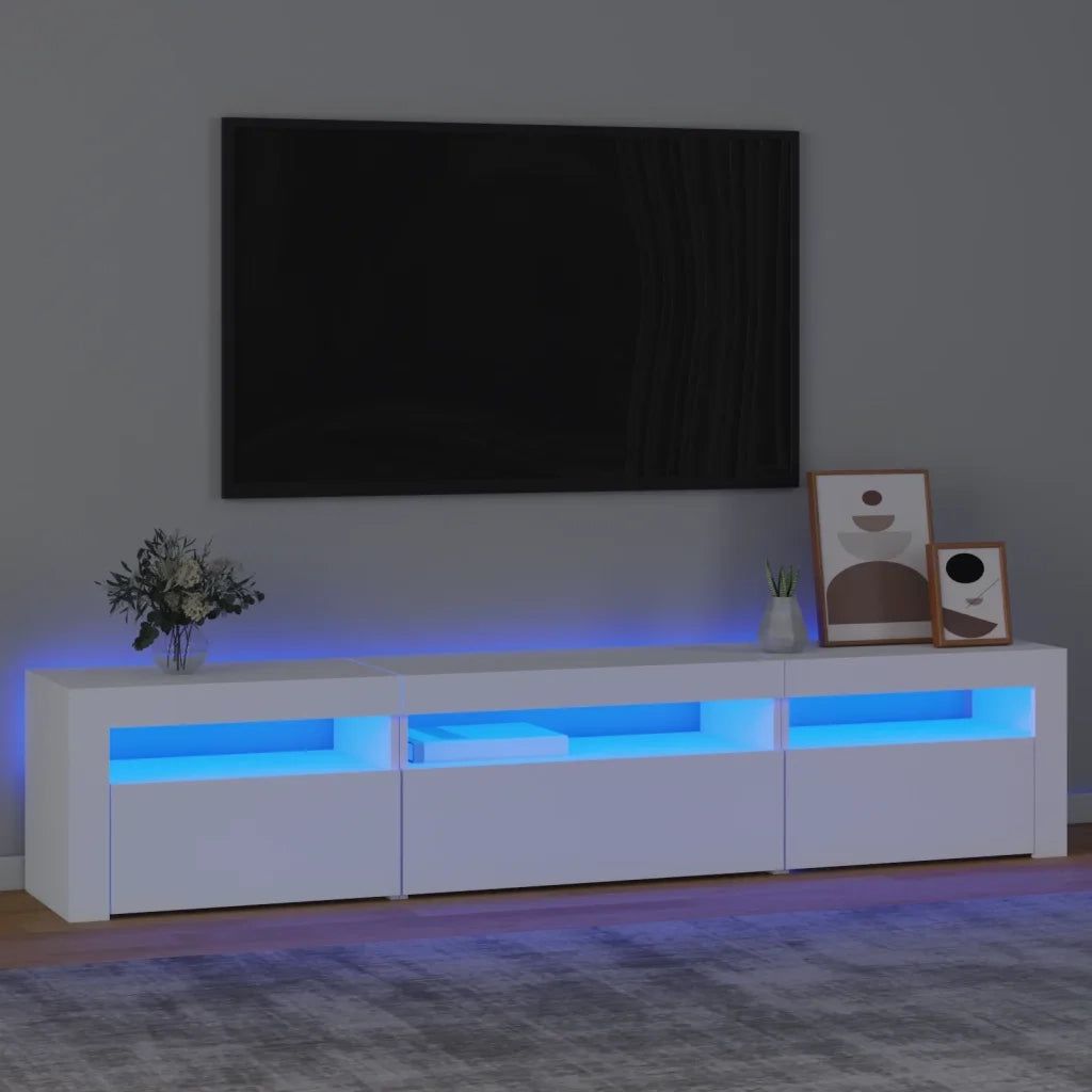 Mobile Porta TV con Luci LED-Mobile per TV-Credenza TV Bianco 195x35x40 cm