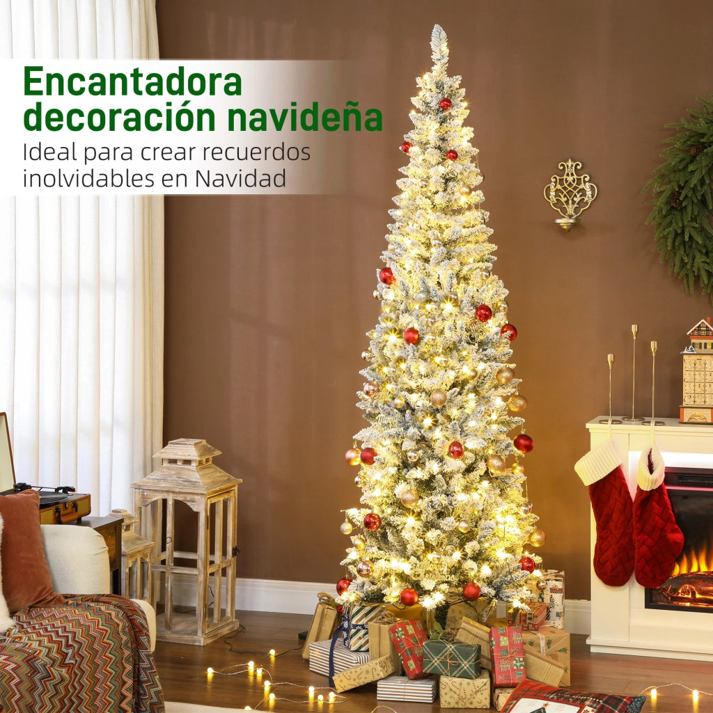Albero di Natale Slim 210 cm con Luci LED Bicolore 11 Modalit¨¤ 687 Rami Verde ¨C Xylo ¨C 210 cm