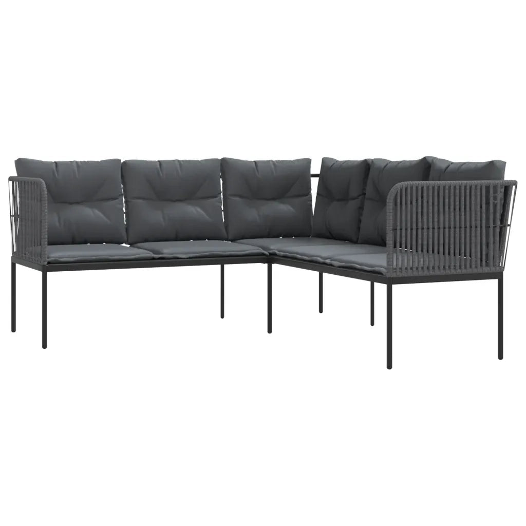 Divano Giardino con Cuscini Forma a L-Sofa da Giardino-Divanetto da esterno Nero Acciaio e Textilene 740161