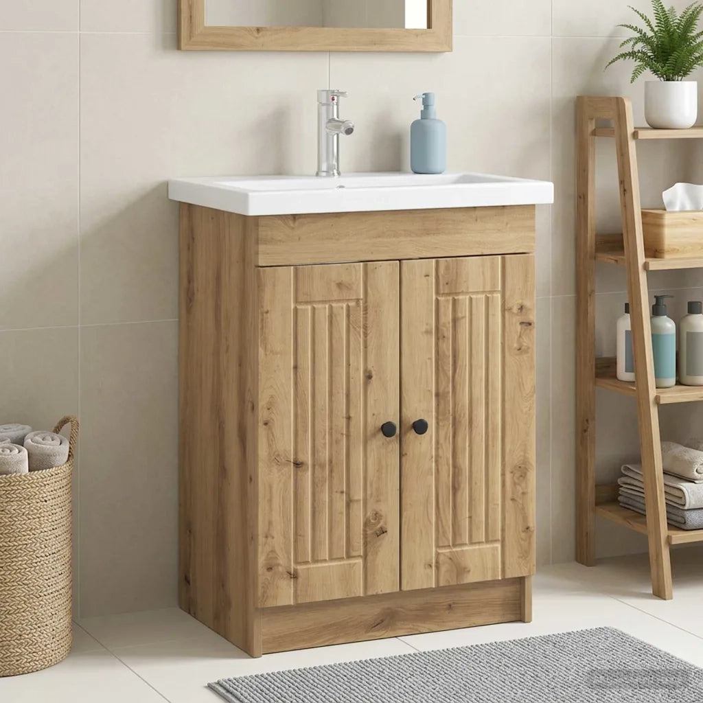Mobiletto da bagno sotto il lavello Rovere Artigianale 890043
