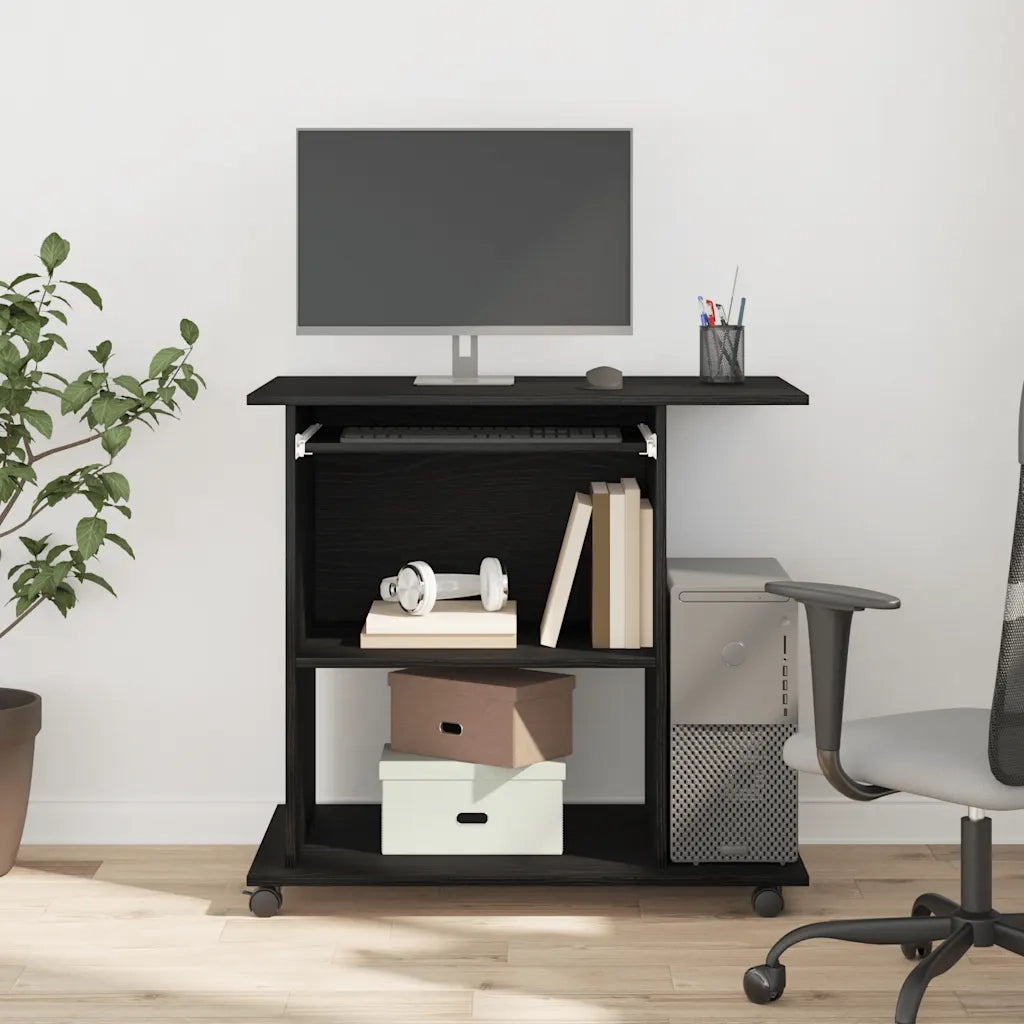 Scrivania per computer Rovere Nero 80x50x75 cm in Legno Multistrato 862500