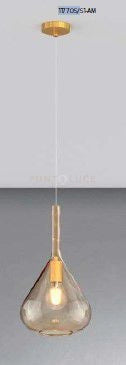 SOSPENSIONE OTTONE SAT. 1 LUCE VETRO AMBRA 1177OS-S1-AM