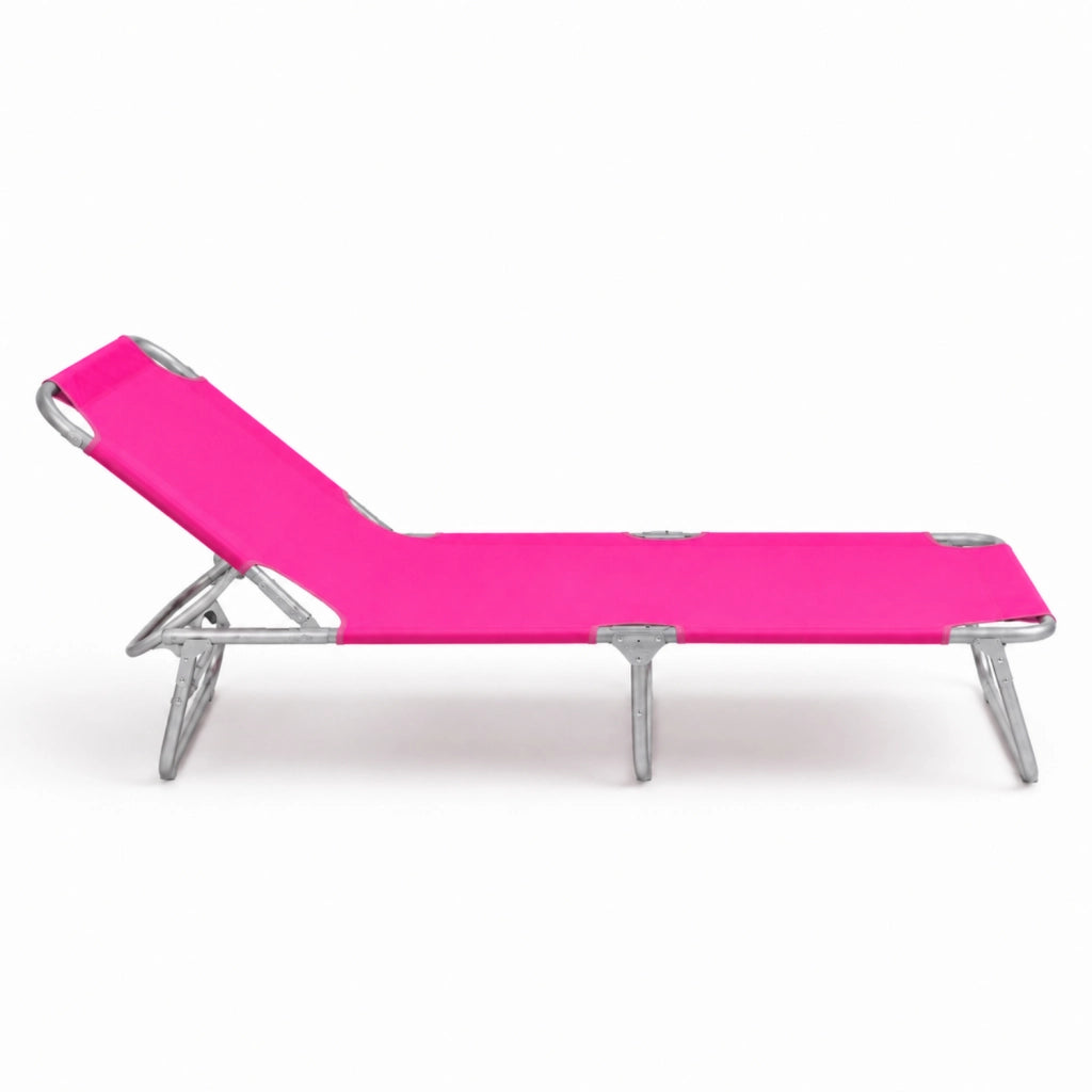 Sedia Relax Pieghevole Con Tettuccio Parasole Regolabile Schienale Reclinabile Struttura In Metallo Per Spiaggia Mare Giardino Piscina 187 X 53 X 24 Cm Rosa