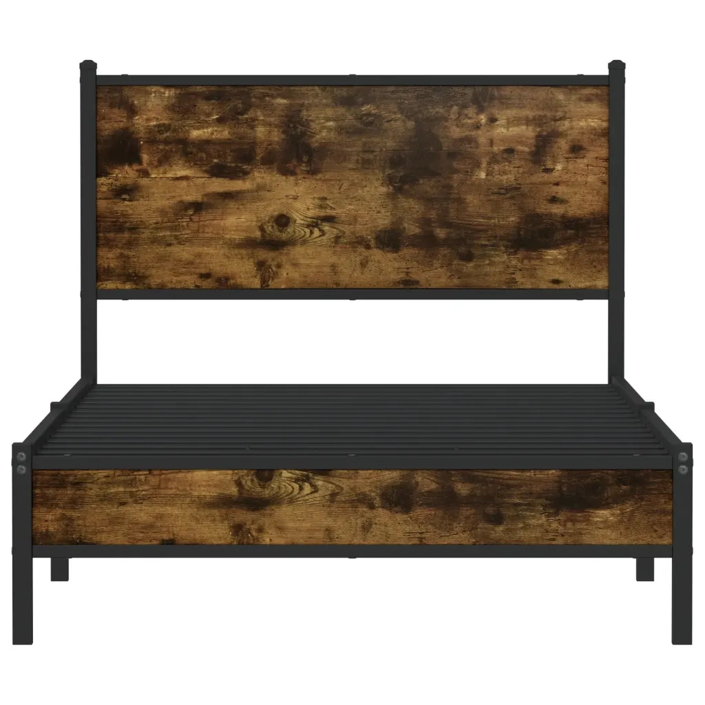 vidaXL Giroletto senza Materaso in Metallo Rovere Fumo 100x190 cm
