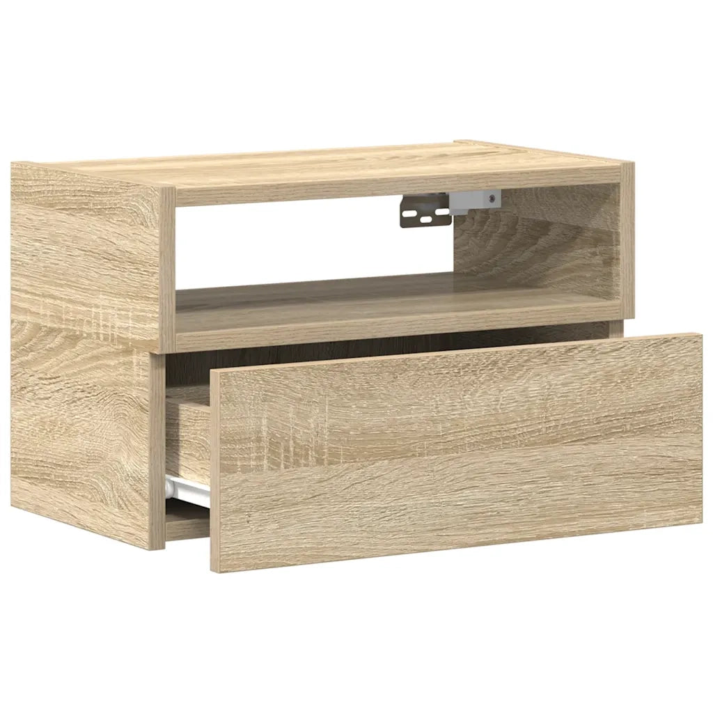 Comodino a Muro-Tavolino da notte sospeso Rovere Sonoma 45x26x28,5 cm