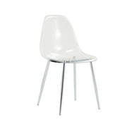 Set di 4 sedie da pranzo con seduta ergonomica e piedi metallici antiscivolo in plastica trasparente argento