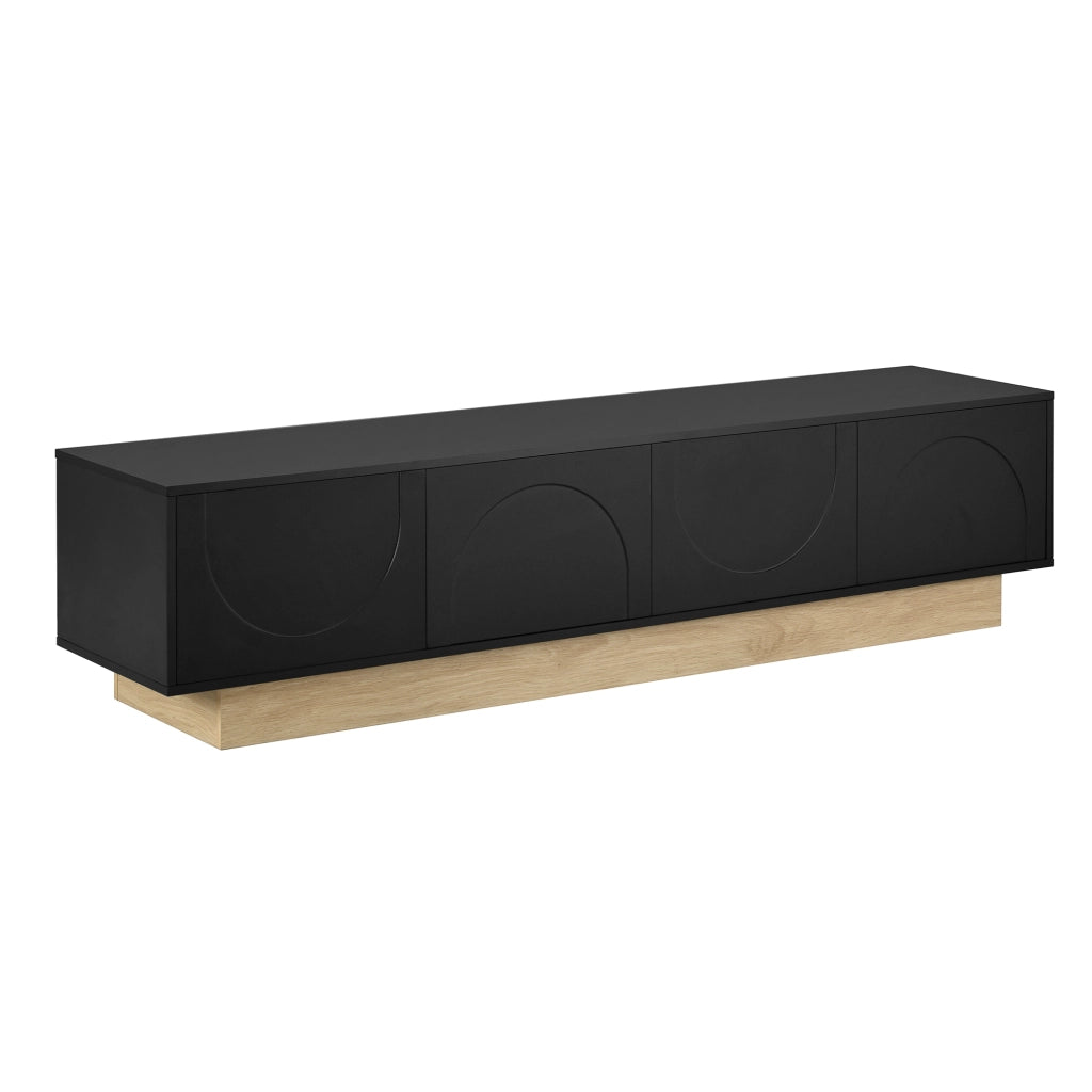 Mobile TV con 4 ante e apertura a pressione - per soggiorno - 175x40x41.5 cm - nero
