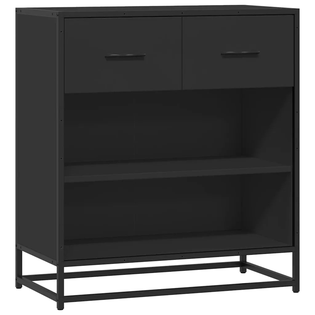 Credenza Rovere Nera 68x35x76 cm in Legno Multistrato 848984