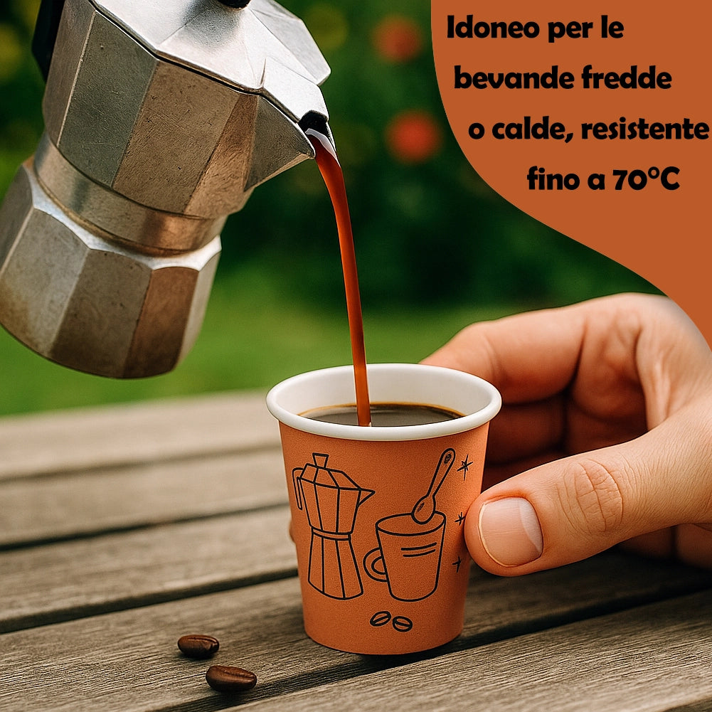 1000 Bicchierini da Caffè Monouso Decoro Moka Bicchieri 75ml Usa e Getta