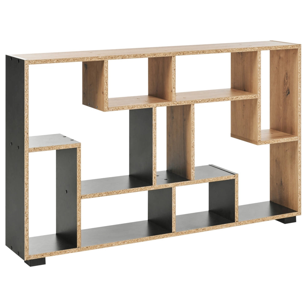 Libreria Industriale 9 Scaffali Legno chiaro e Struttura Nera con schienale aperto stile moderno