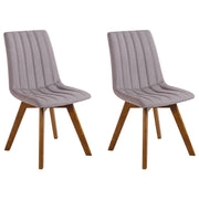Set di 2 sedie Tessuto poliestere color talpa Gambe in legno massello scuro Imbottitura verticale Schienale curvo