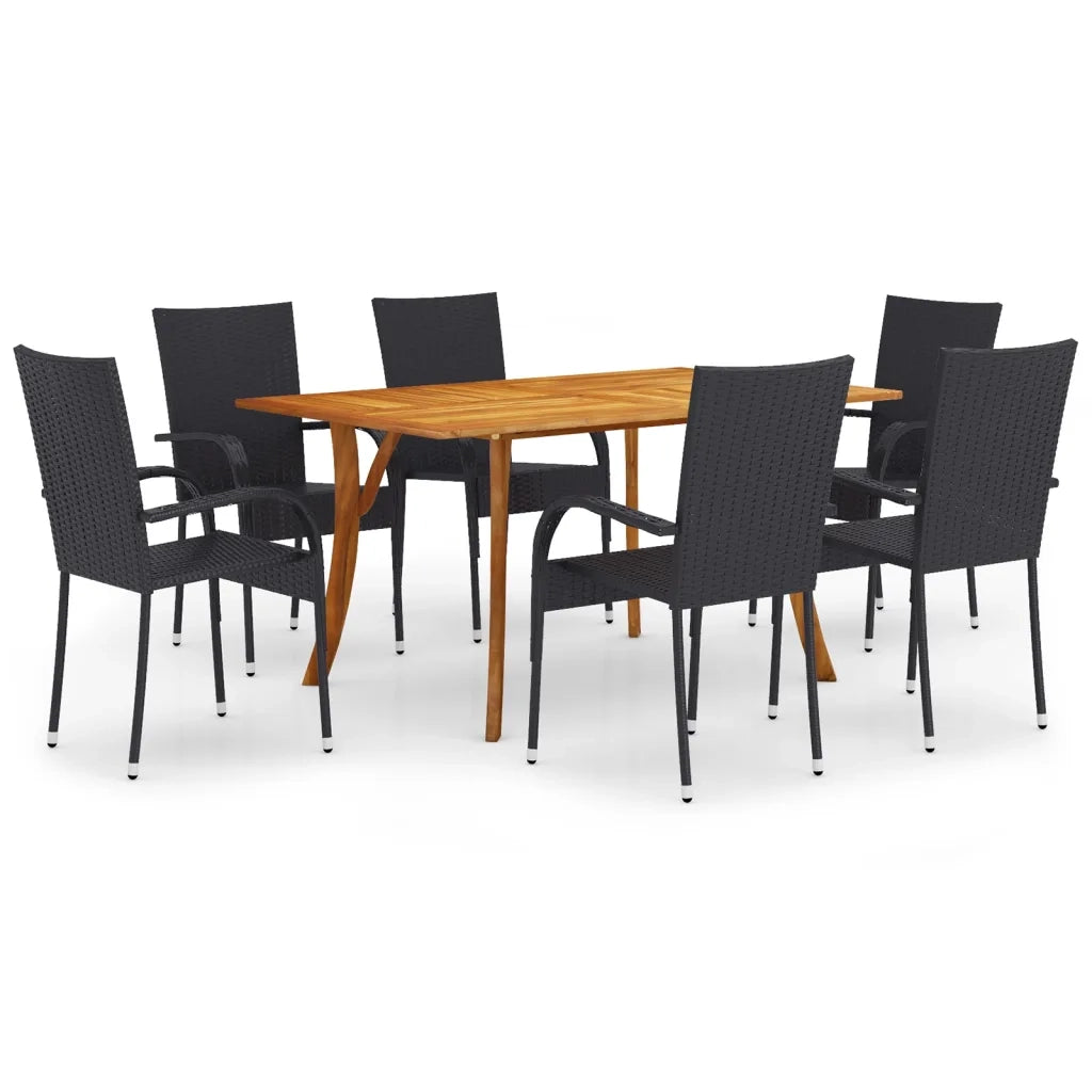 Set Mobili da Pranzo per Giardino 7 pz Nero 3072131