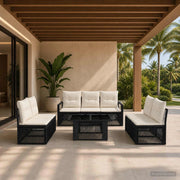 Set Divano da Giardino 8 pz Nero e Bianco Crema polyrattan 3437080