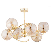 Plafoniera glamour oro con sfere ambra Alfa Wiromat 6xE14