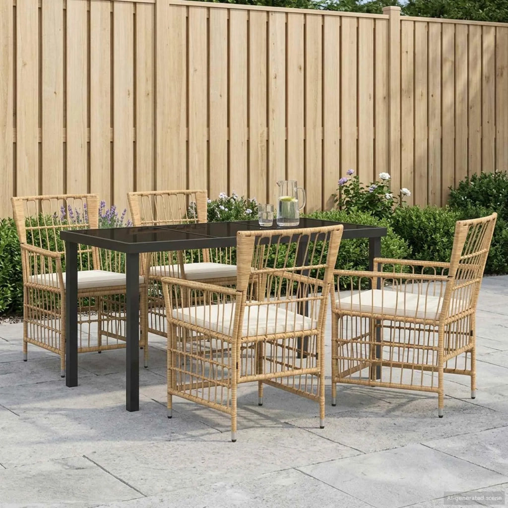 Set da pranzo per esterni 5 pz Naturale polyrattan 3448920