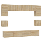 Set di mobili mobile credenza TV televisione soggiorno camera da letto soggiorno 8 pezzi rovere Sonoma multistrato marrone 02_0025317