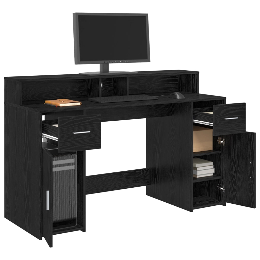 Scrivania Rovere Nero 140x55x91 cm Legno ingegnerizzato