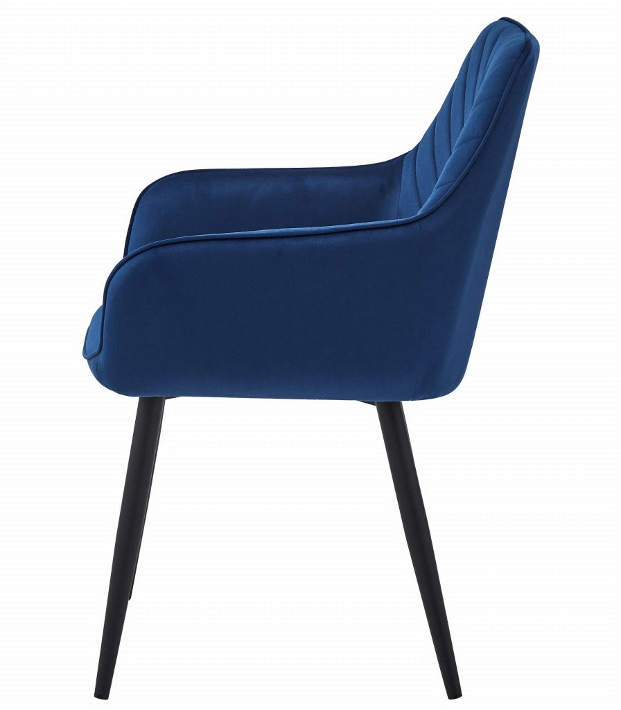 Sedia da pranzo Valora WAAV - Velluto blu navy con gambe nere x 1