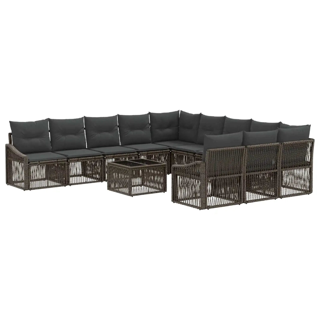 Set Divano da Giardino 12 pcs Grigio polyrattan