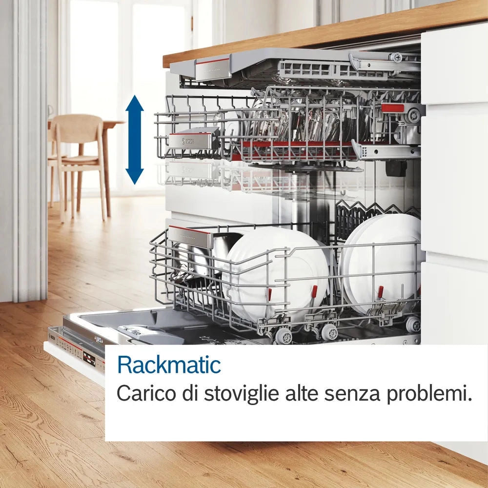 Bosch Serie 2 SMV25EX02E Lavastoviglie da incasso a  scomparsa totale 13 coperti, Classe E, Livello sonoro 48dB, Cestelli Vario e 3 cestello, 5 programmi, SpeedPerfect, InfoLight, Polinox