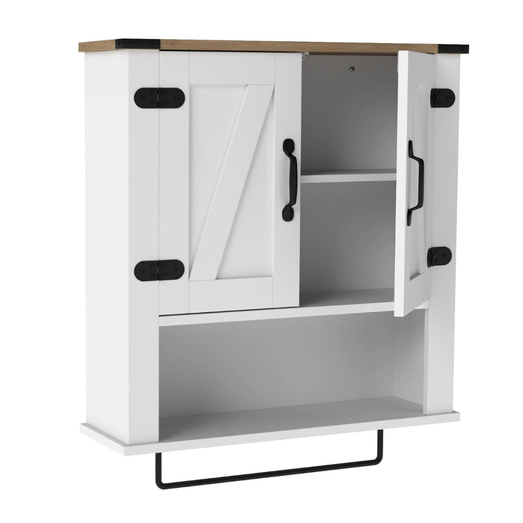 Organizer da muro sopra il WC con ante a botte per lavanderia, Mobiletto da parete per bagno con porta asciugamani-Armadi da parete