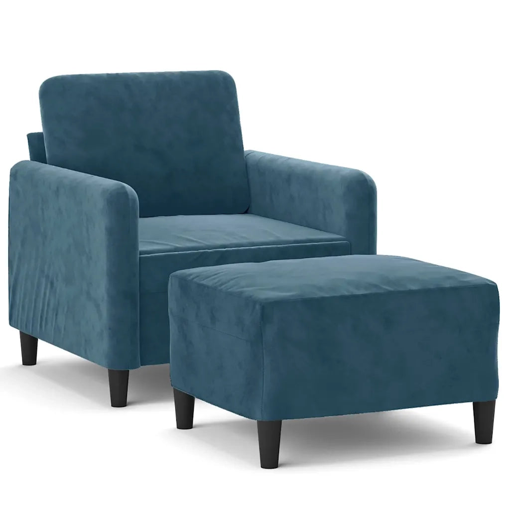 Poltrona | Sedia Relax con Poggiapiedi Blu 60 cm in Velluto