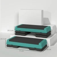 Step Aerobico Antiscivolo con 3 altezze regolabili, 77 x 36 cm, Verde e Nero