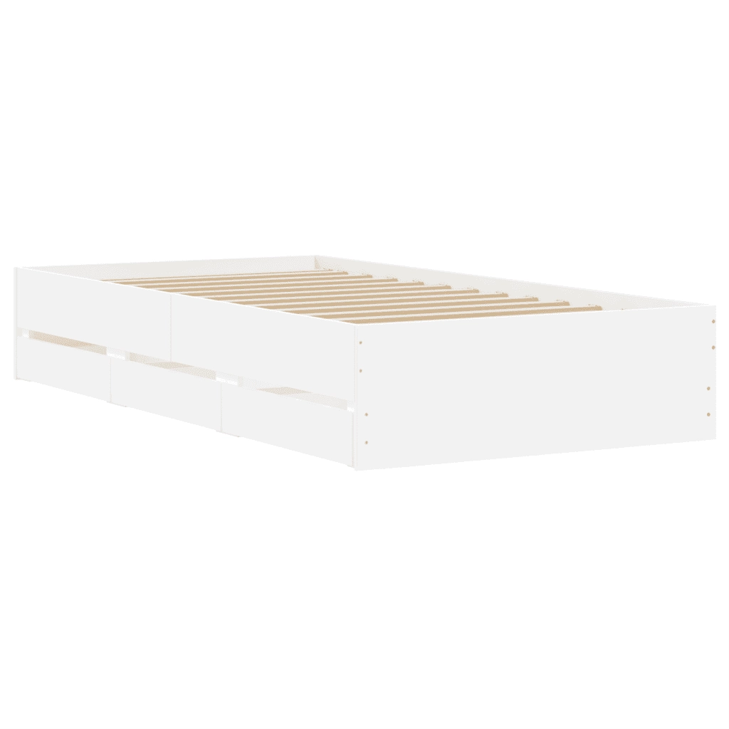 Giroletto con Cassetti Bianco 100x200 cm in Legno Multistrato