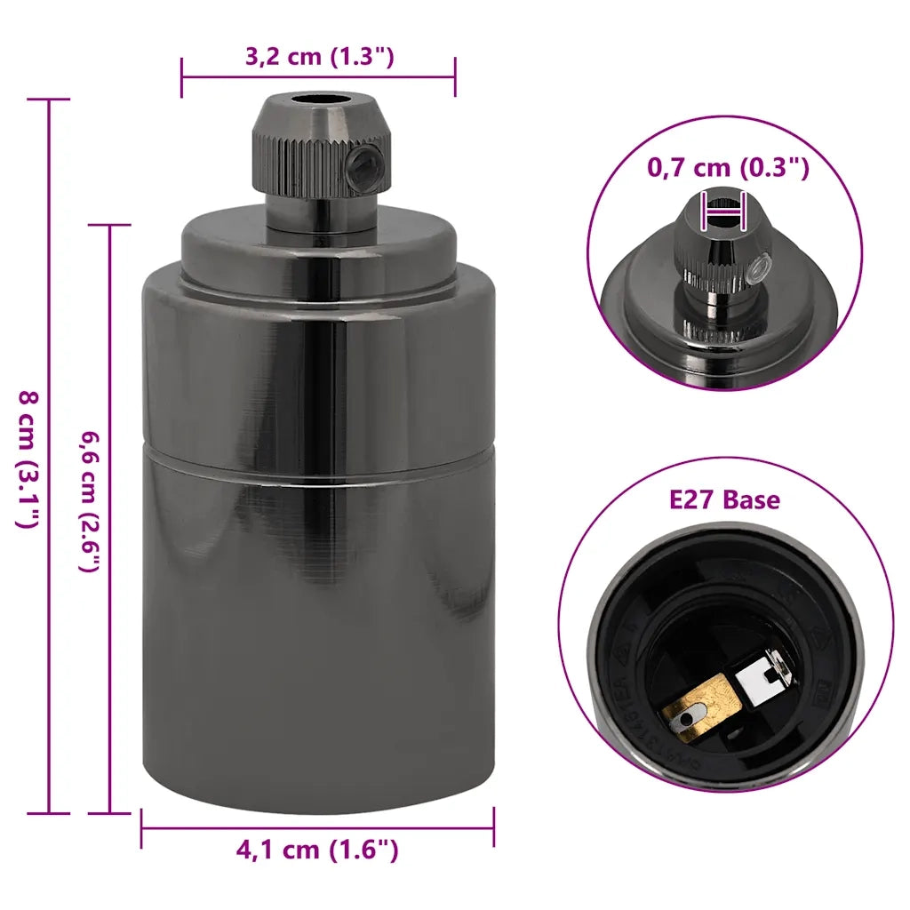 vidaXL Portalampade 2 pz Nero Lucido E27