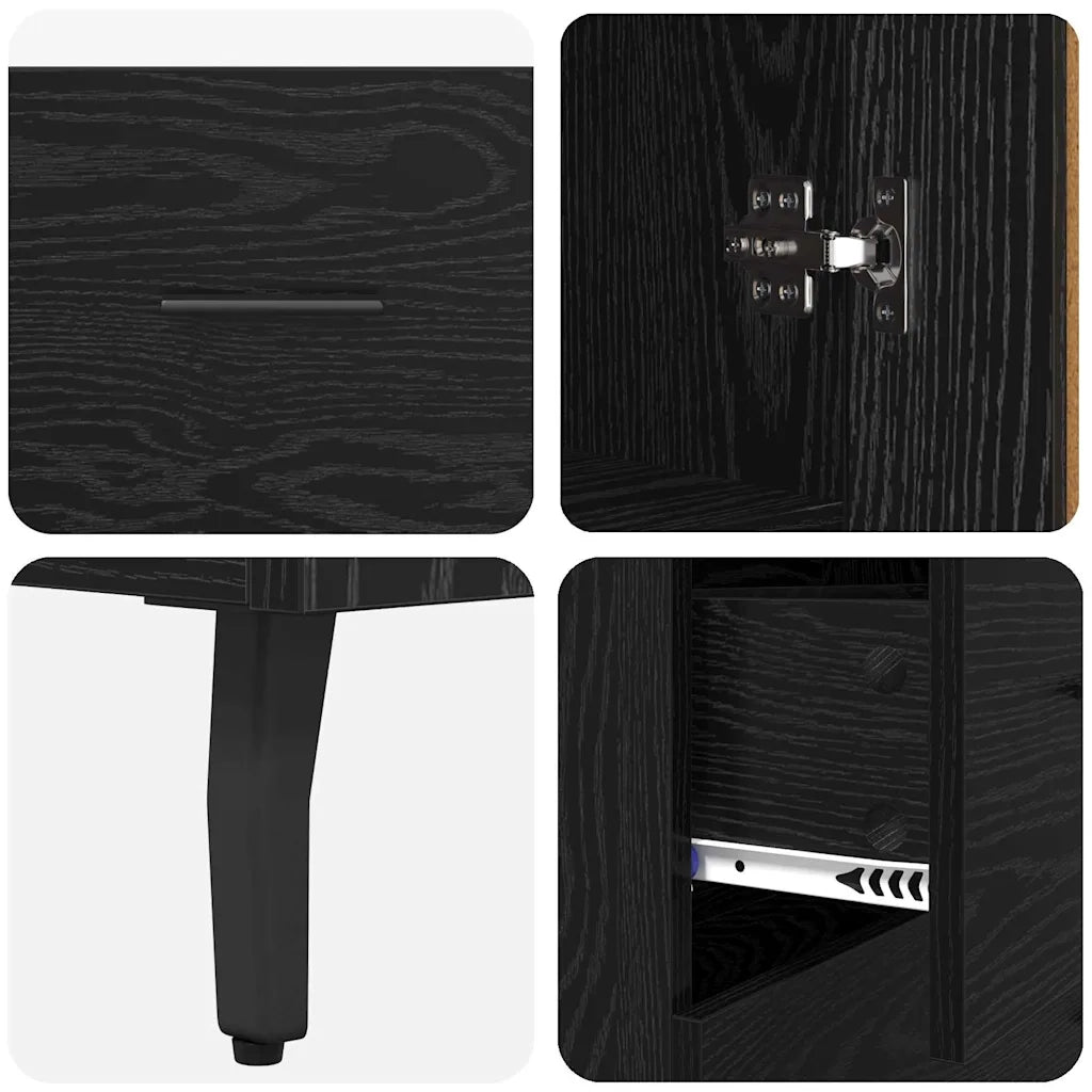 Credenza 2 pcs Rovere nero Legno Stratificato e Vetro 3416092