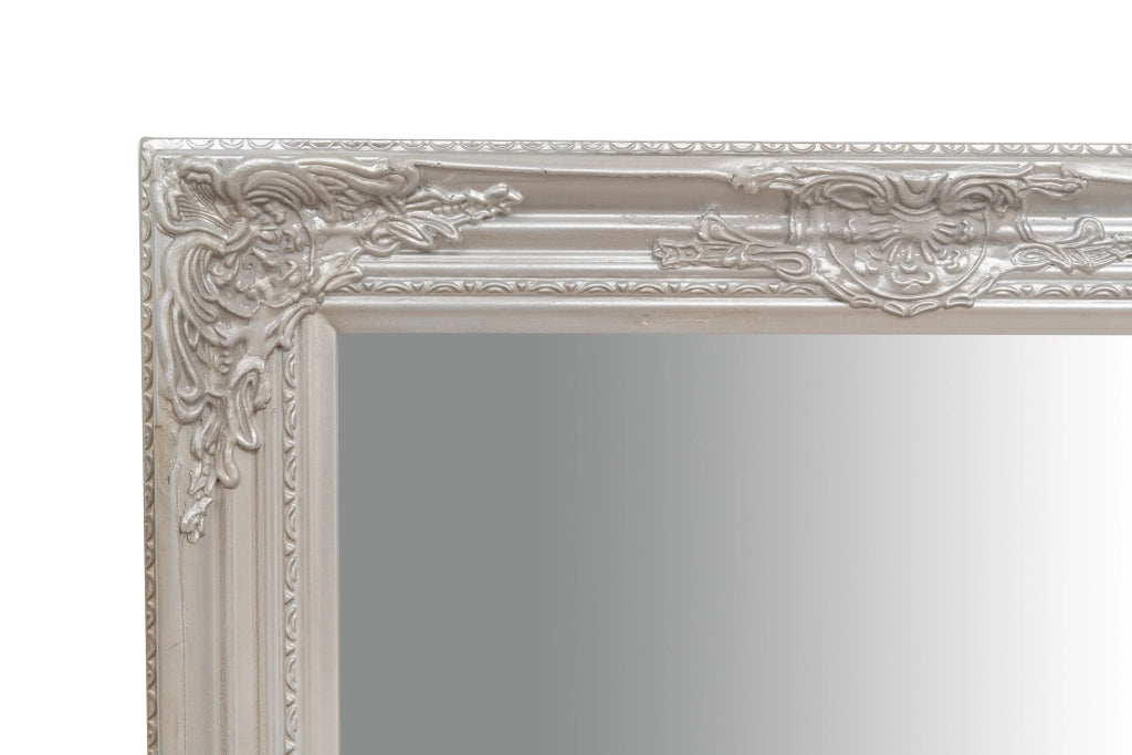 Biscottini Specchio Specchiera da parete e appendere verticale/orizzontale L60xPR4xH90 cm finitura foglia argento anticato