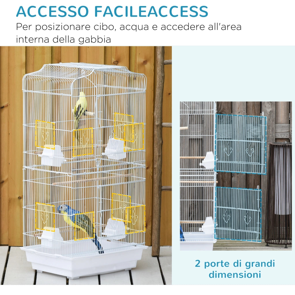 Gabbia per Uccelli Voliera Portatile con Vassoio ¨C zephmum ¨C Bianco 46.5x35.5x92cm