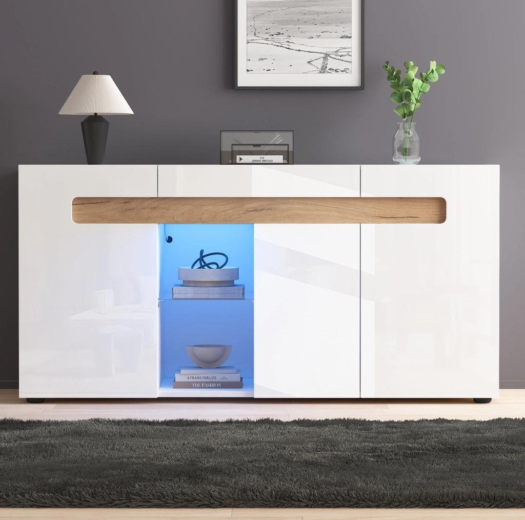 Sideboard 3 ante con LED controllato da app, 140x40x70 cm