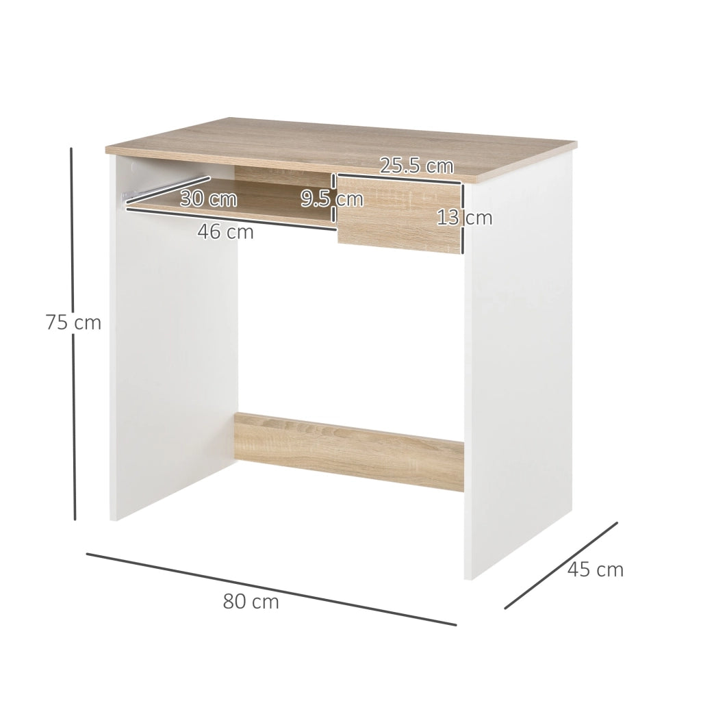 EasyComfort Scrivania per Camera, Scrivania PC in Legno, Scrivania per Computer con Ripiano Tastiera, Bianca e Rovere