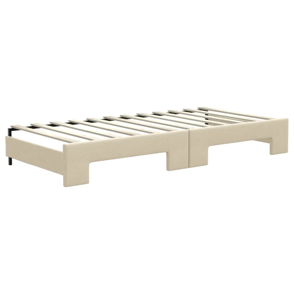 Divano Letto Estraibile con Cassetti Crema 90x200 cm in Tessuto