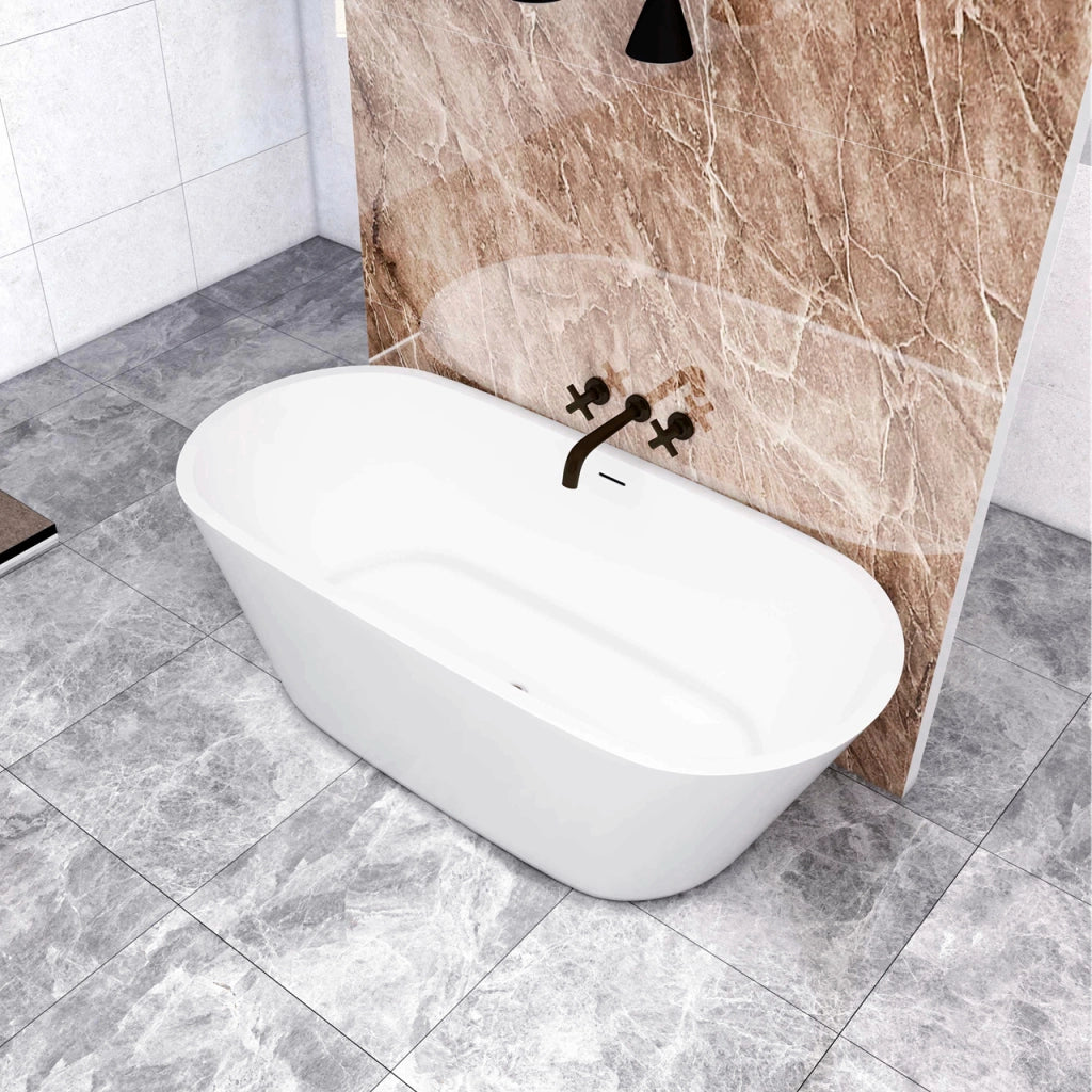 Vasca da Bagno a Isola 170x80x58 cm Vasca da Bagno Freestanding in Acrilico Bianco Ovale