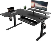 Biblioteca Elettrica Angolare – Scrivania Gaming a L con Schermo 155x110 CM – Doppio Motore – Scrivania con Regolazione di Altezza con Memoria e Gestione dei Cavi – Nero