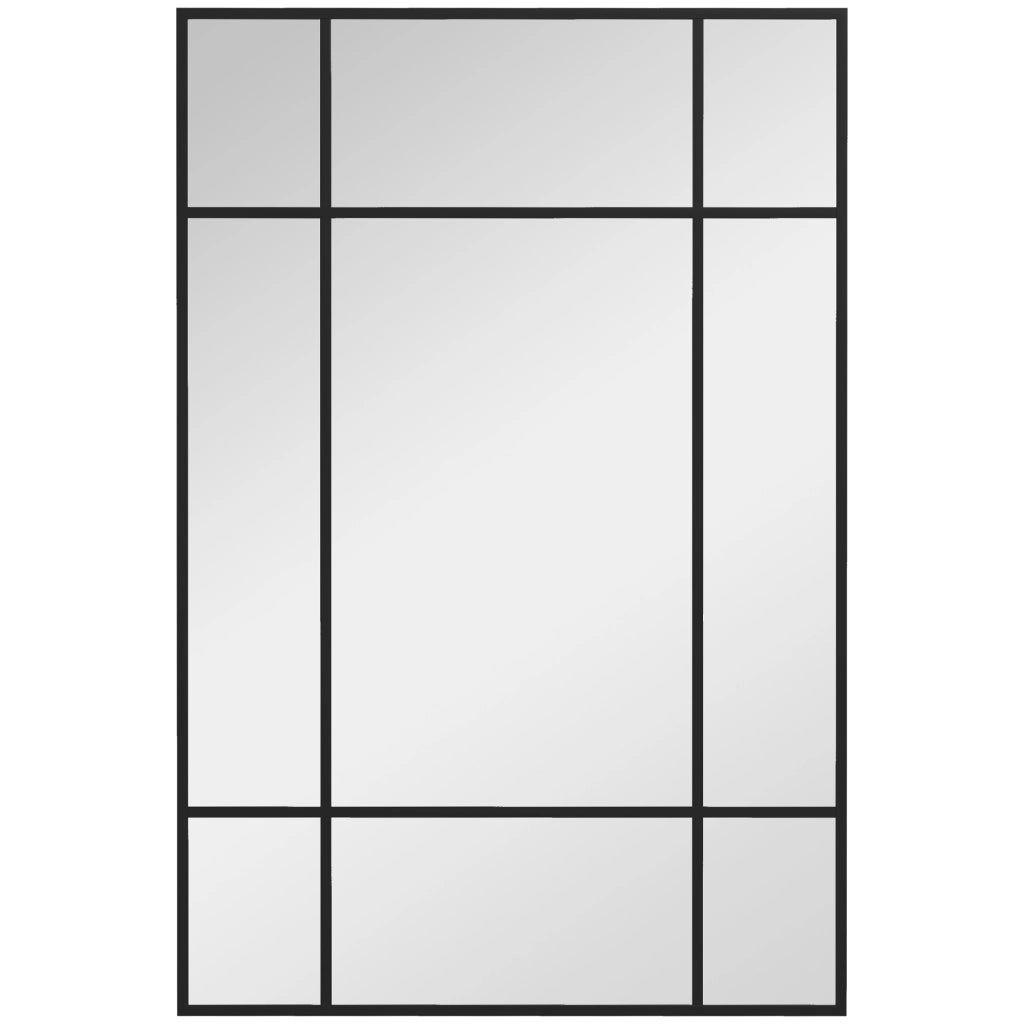 Specchio da parete stile finestra 90x60 cm nero, montaggio verticale e orizzontale per arredo casa