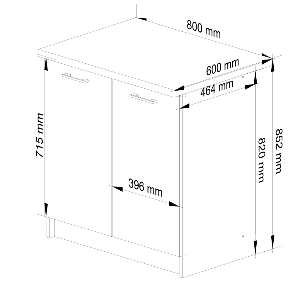 Mobile cucina modulare con piano di lavoro AKORD OLIWIA Bianco 80 cm 2 ante 80x46x85 cm