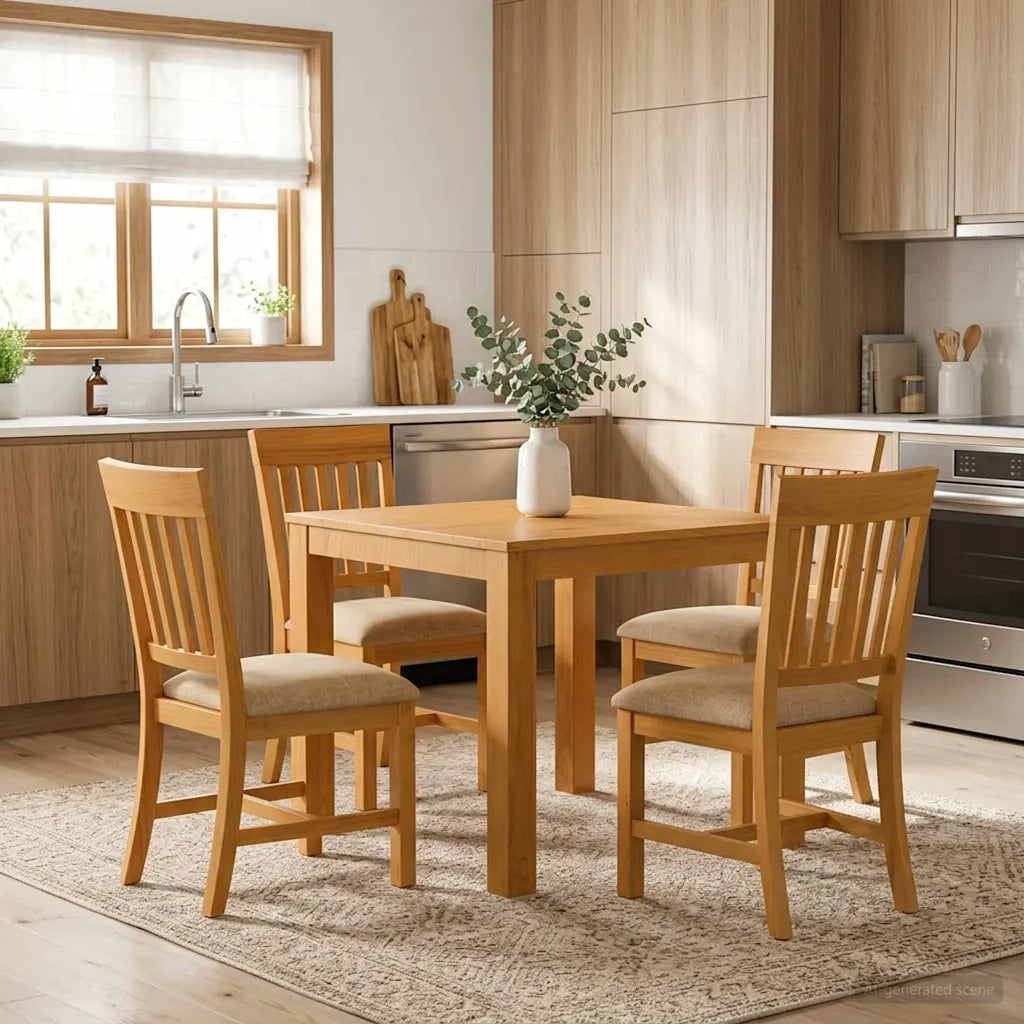 Set da pranzo 5 pz Beige Legno di Quercia Massello 3430333