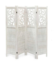 SEPARE CON 4 PANNELLI DA 40 CM IN LEGNO 160X170 CM COLORE BIANCO