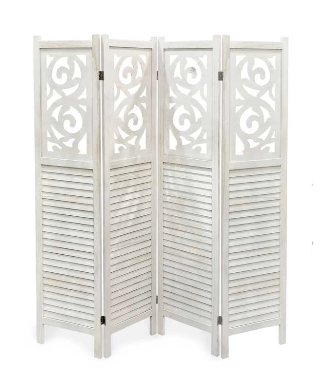 SEPARE CON 4 PANNELLI DA 40 CM IN LEGNO 160X170 CM COLORE BIANCO