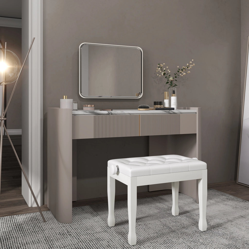 Sgabello da Pianoforte Regolabile ¨C Zephmum ¨C Bianco 64x35x45-55 cm